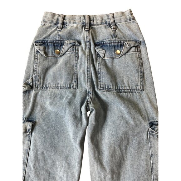 Playboy PacSun Y2K Cargo Carpenter Jeans Womens 23 Flare Hem Grunge Skater - Picture 6 of 14